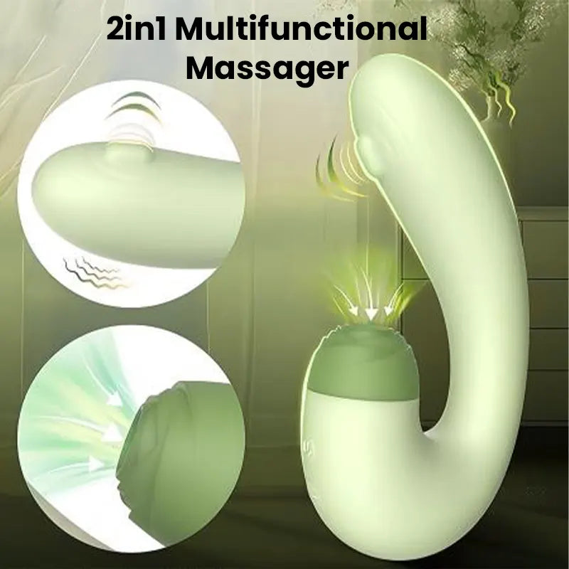 Green two-in-one vibrator, sucking and vibrating