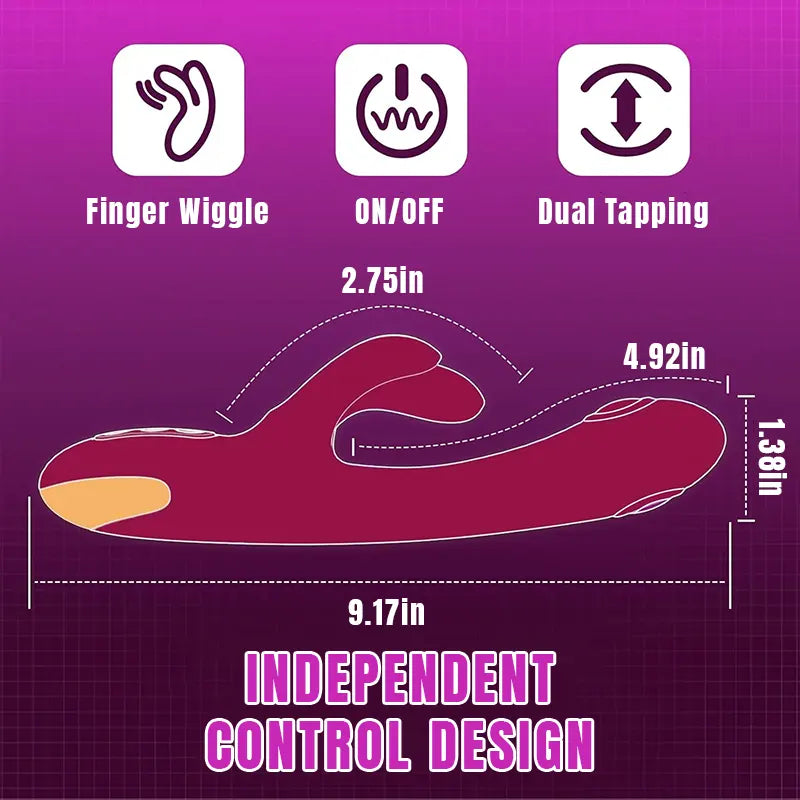 Finger Wiggle G-spot Rabbit Vibrator 10 Dual Tapping Modes