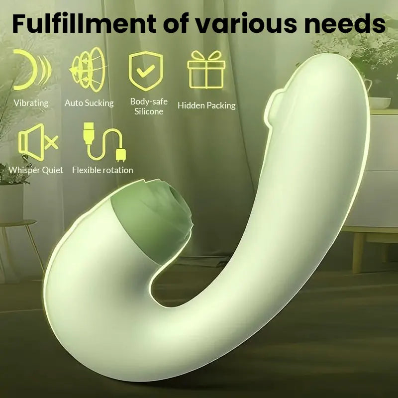 Green two-in-one vibrator, sucking and vibrating