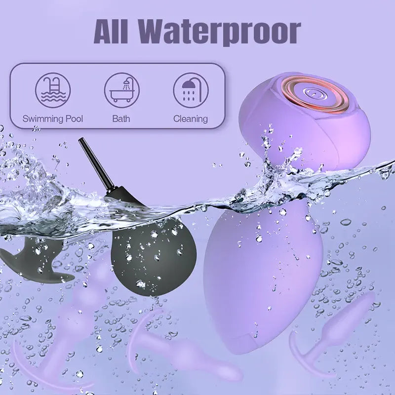 6-Piece Remote Control Training Silicone Vibrating Butt Plugs