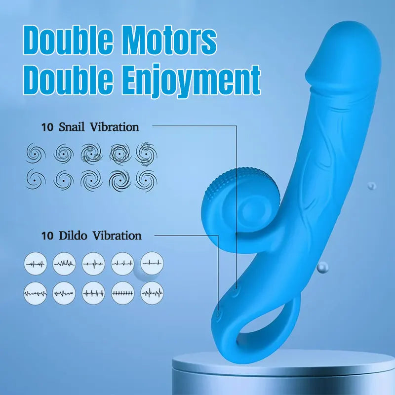 10-Function Clitoral & G-Spot Vibrating Snail Dildo