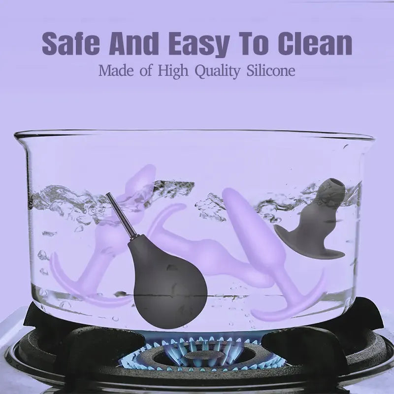 6-Piece Remote Control Training Silicone Vibrating Butt Plugs