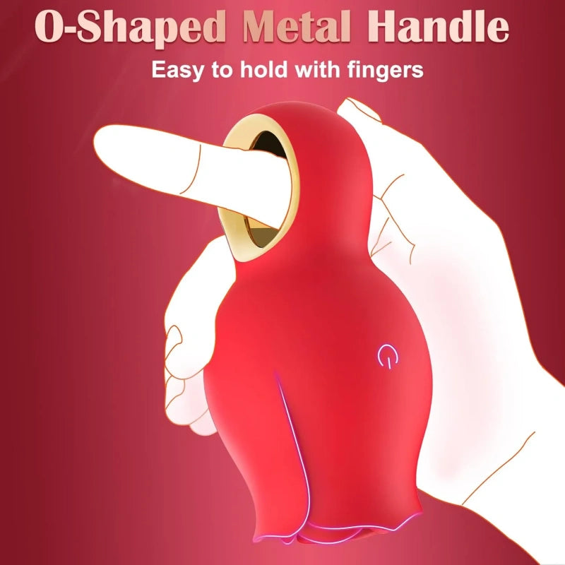 Rose Suction Vibrator with Handle Grip