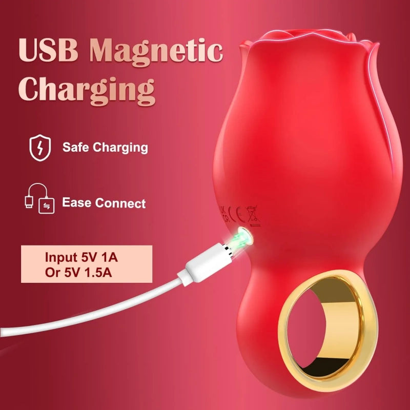 Rose Suction Vibrator with Handle Grip