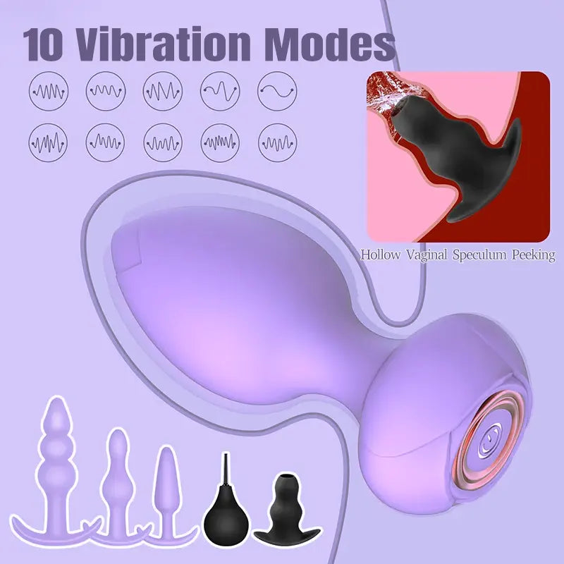 6-Piece Remote Control Training Silicone Vibrating Butt Plugs