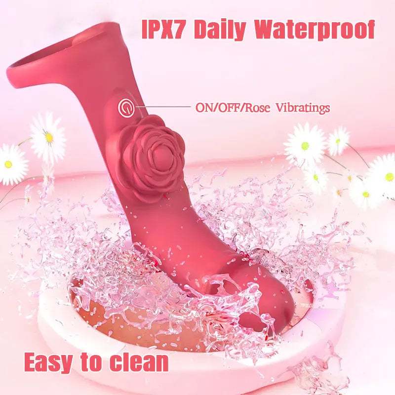 Flexible Finger Vibrator with Rose