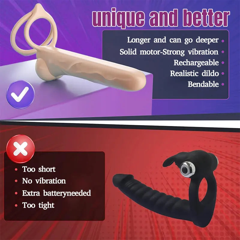 Sperm-Locking Vibrating Dildo & Penis Ring Combo