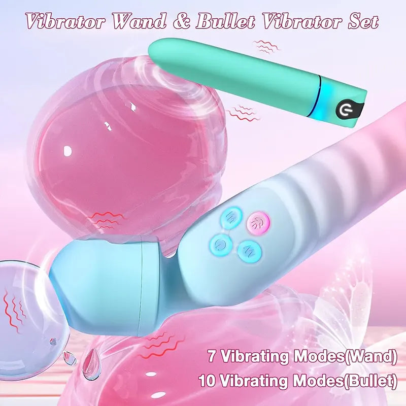 Heated Wand and Bullet Vibrator Set