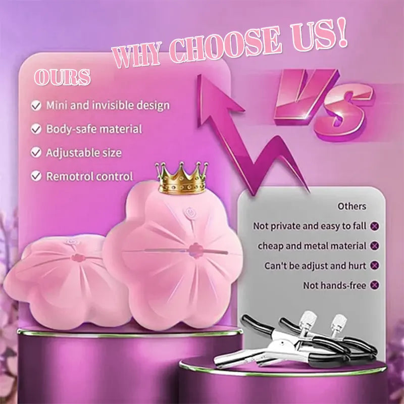 Wireless Vibrating Rose Nipple Clamps