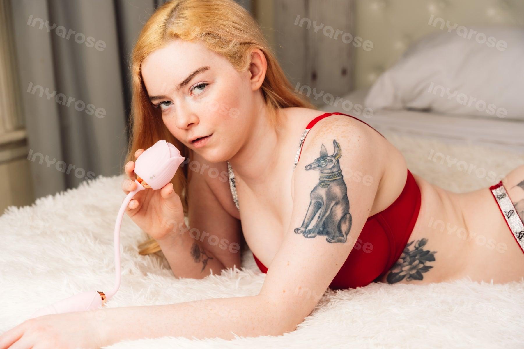 sexy girl with rose toy