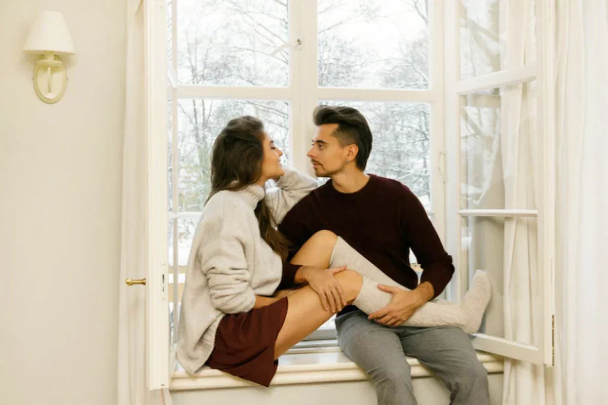 a couple are having sweet time together