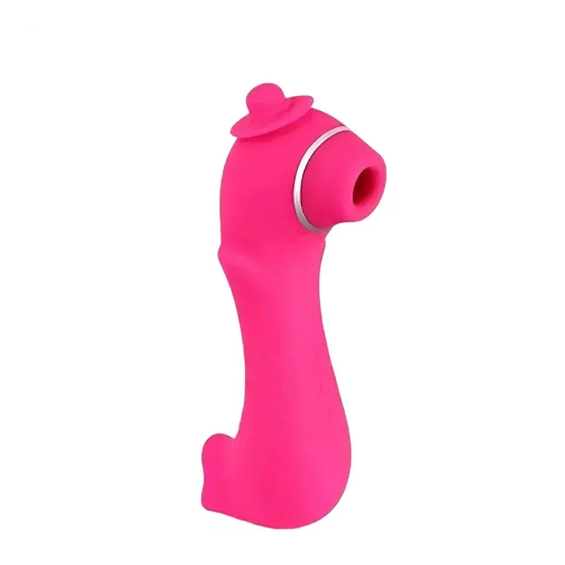 Pink worm-shaped sucking vibrator