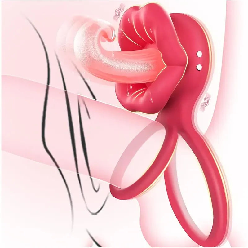 Rose Cock Ring, Clitoral Stimulator with a Realistic Tongue