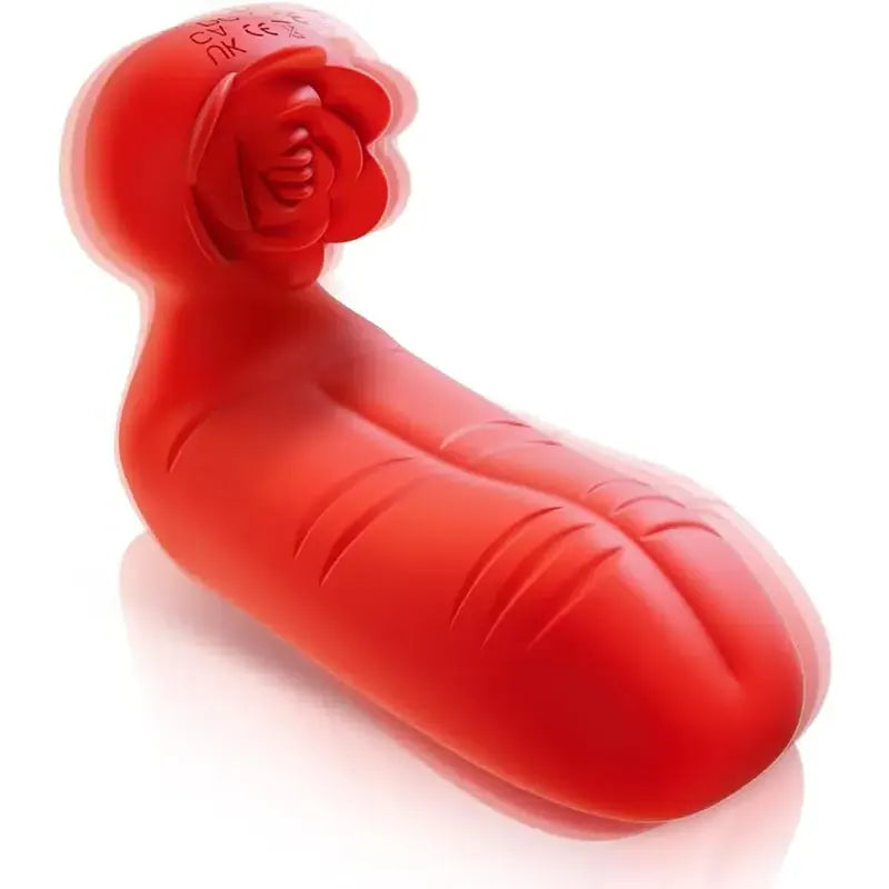 Tongue vibrator with rose-shaped mini suction vibrator