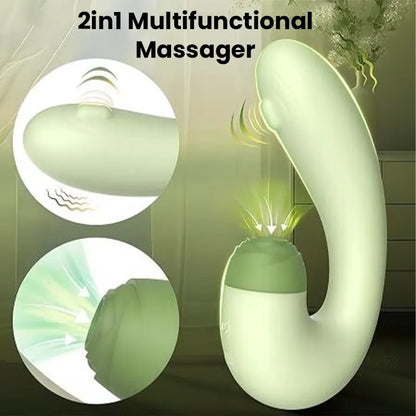Green two-in-one vibrator, sucking and vibrating