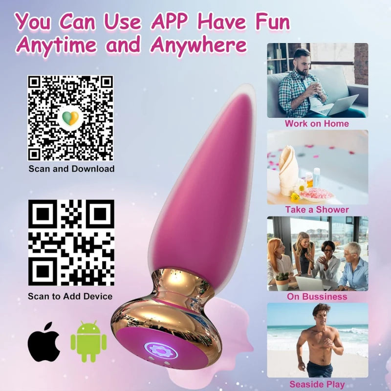 App &amp; Remote Control Vibrating Public Butt Plug