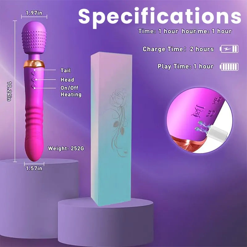 Scepter Vibrator with Thrust Dildo (with Heat Mode)