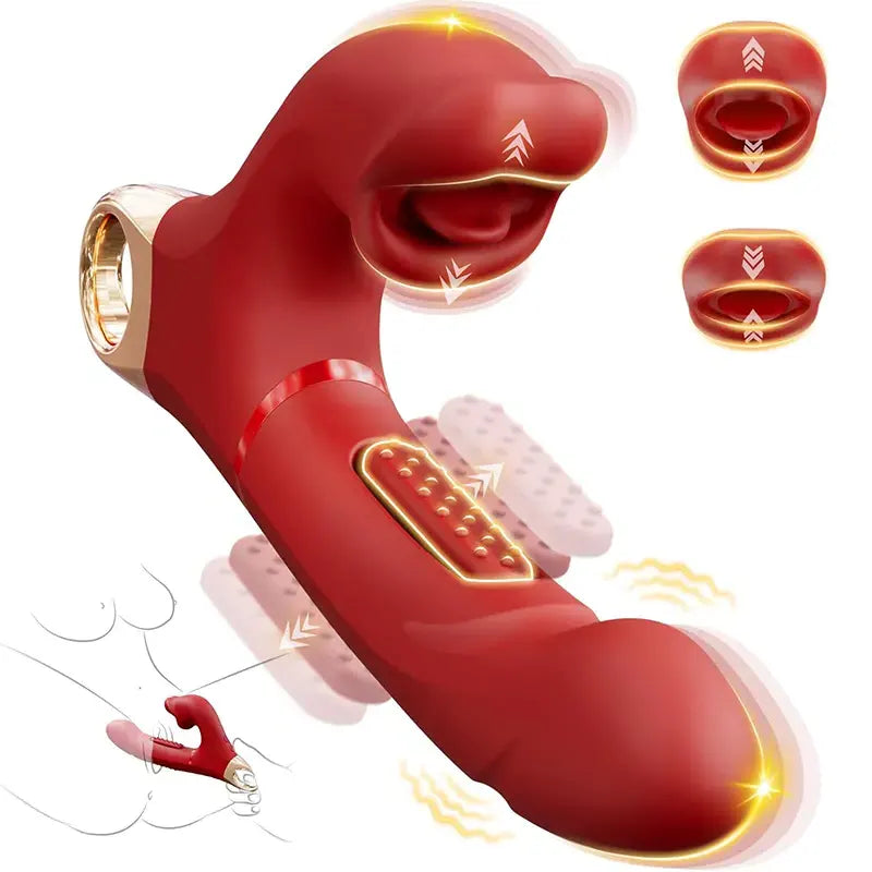 3-in-1 Tongue Rose Clitoral Bite Vibrator