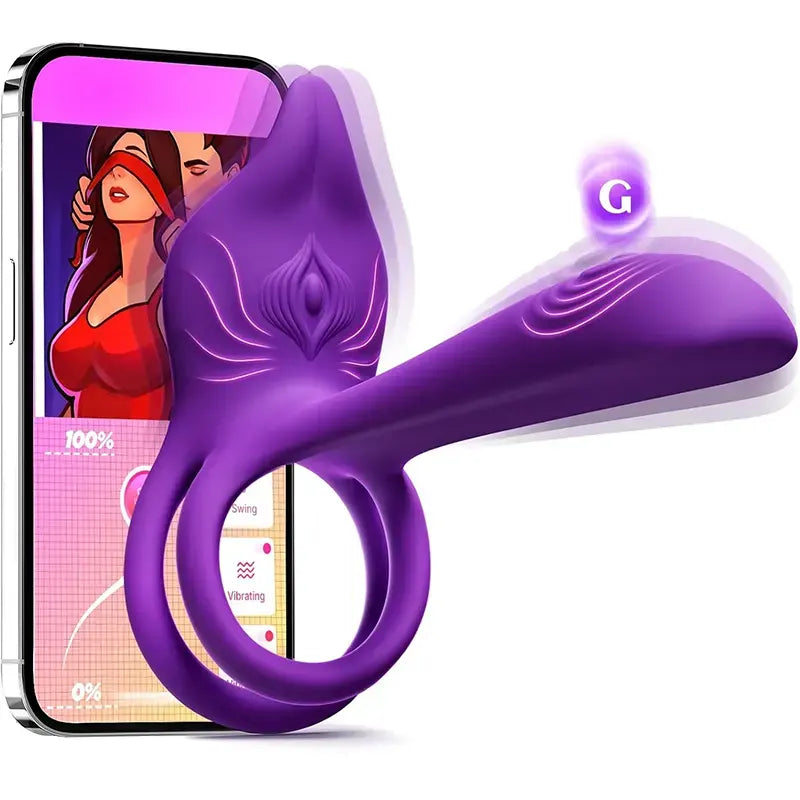 Remote-controlled penis ring with dildo, powerful vibration