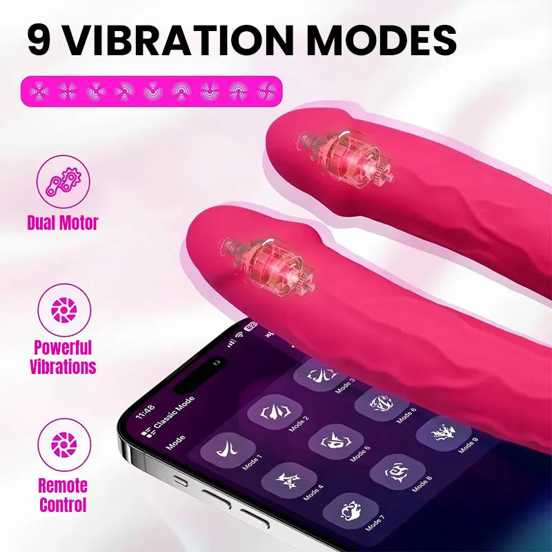 APP Controlled Double Vibrating Dildo for Vaginal &amp; Anal Stimulation