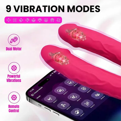 APP Controlled Double Vibrating Dildo for Vaginal &amp; Anal Stimulation
