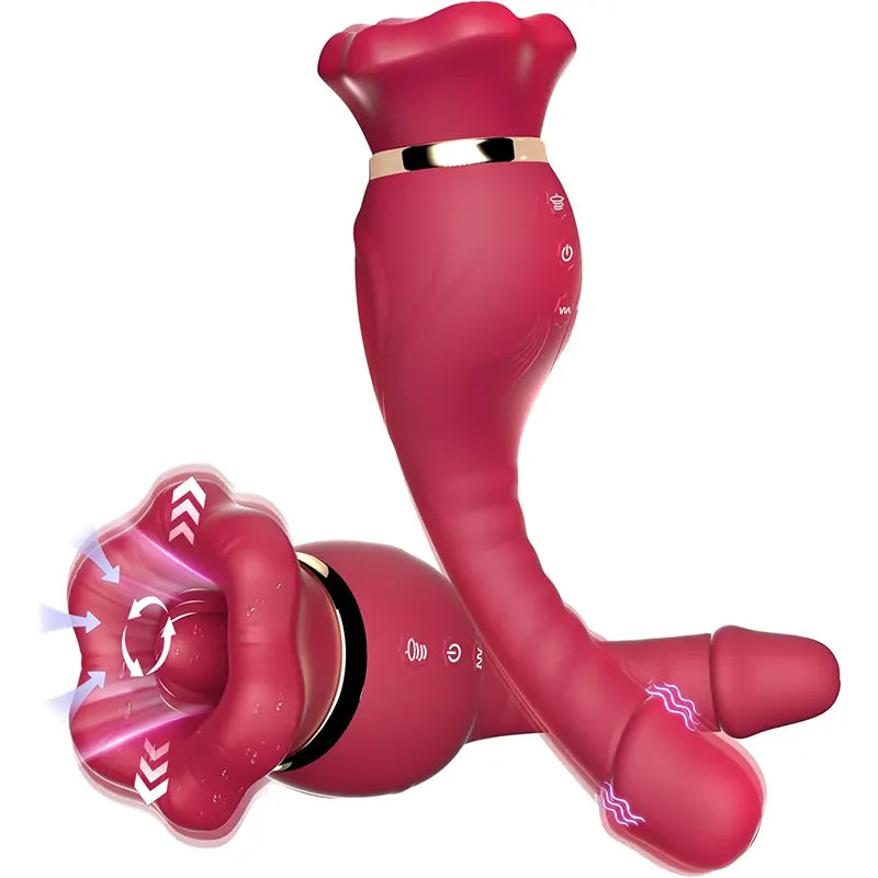 Rose Vibrator with Tail Dildo