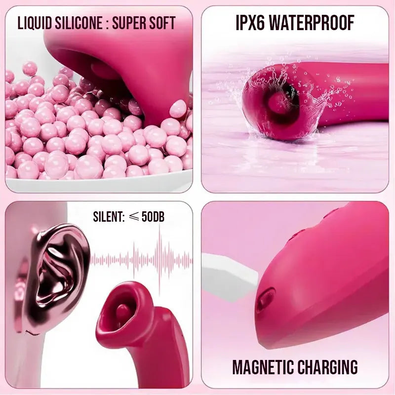 Round mouth rose sucking vibrator with vibrating tongue