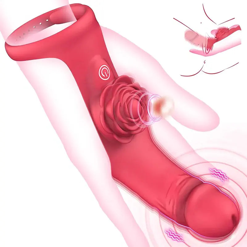 Flexible Finger Vibrator with Rose