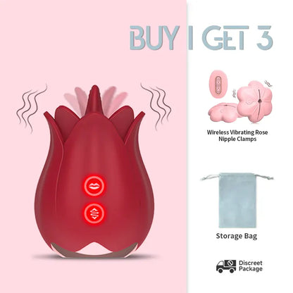 The Rose Toy with Tongue for Women Red