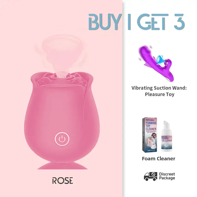Pink Rose Toy with 10 Suction Modes