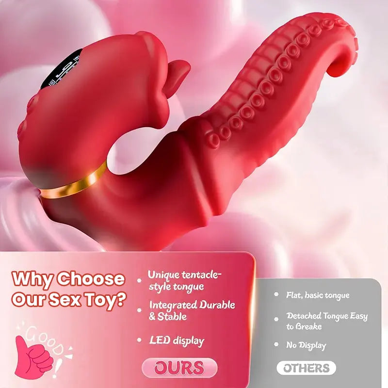 Rose tongue vibrator with nine modes and triple stimulation