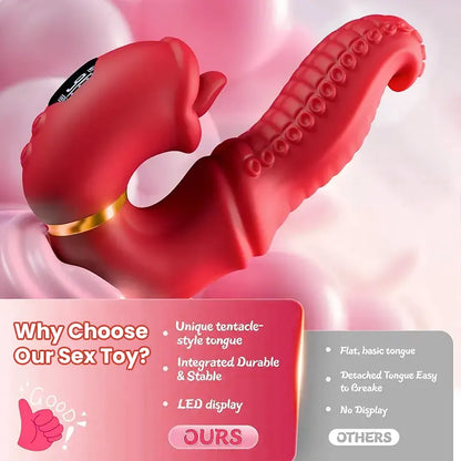 Rose tongue vibrator with nine modes and triple stimulation