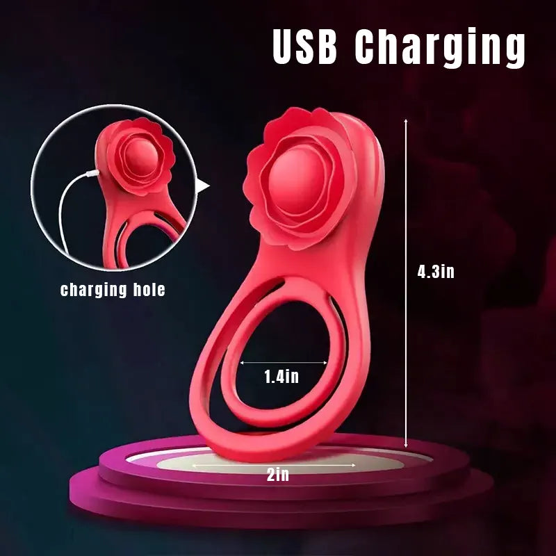 App-Controlled Rose Cock Ring – Clit &amp; Ball Stimulator