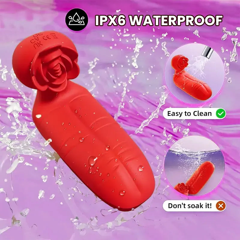 Tongue vibrator with rose-shaped mini suction vibrator