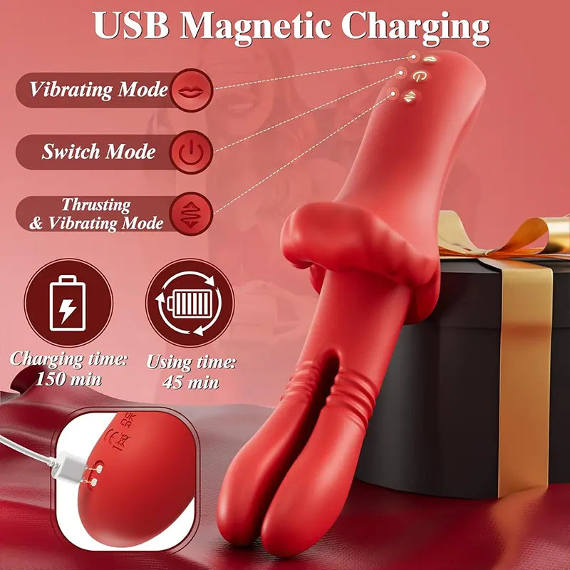 Thrusting Rabbit Vibrator with Lip Teaser