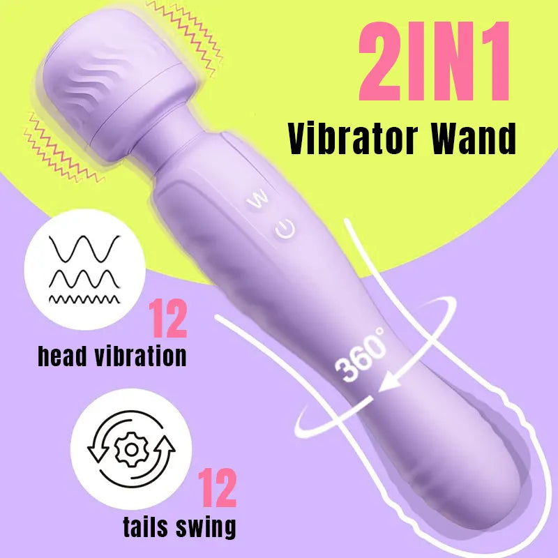2-in-1 Purple Magic Wand Vibrator