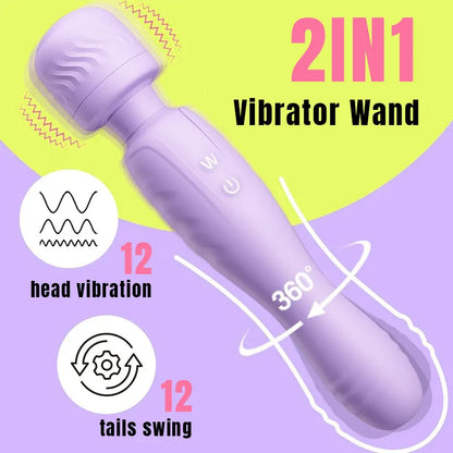 2-in-1 Purple Magic Wand Vibrator
