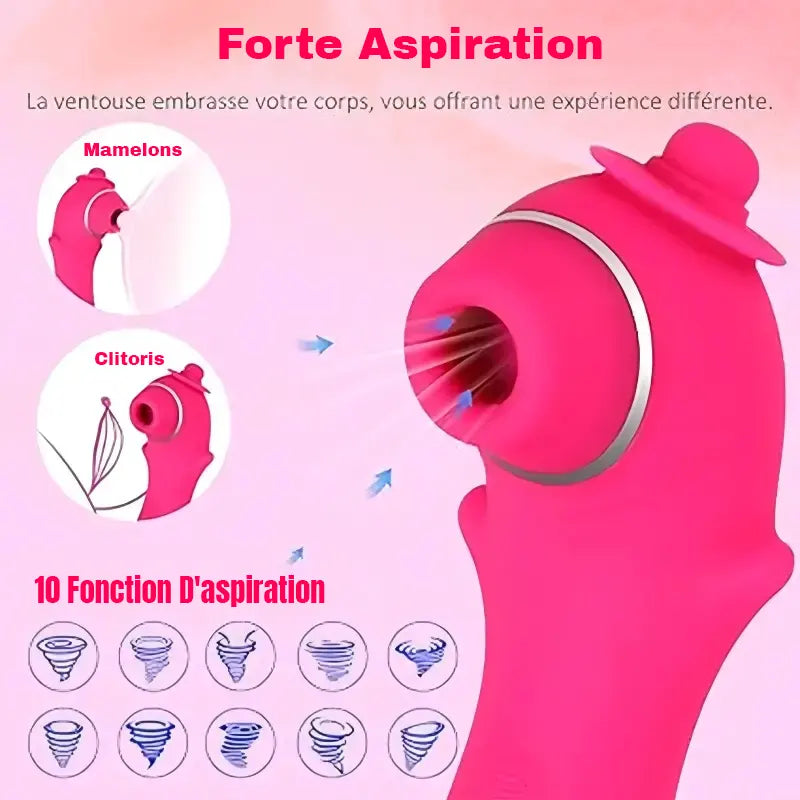 Pink worm-shaped sucking vibrator
