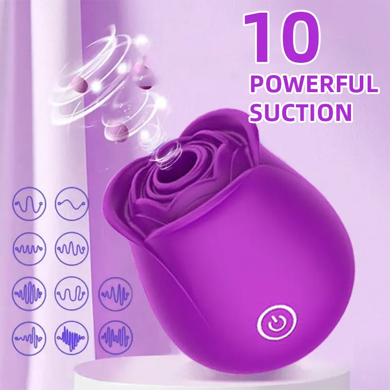 10 Suctions Purple Rose Clit Toy for Women
