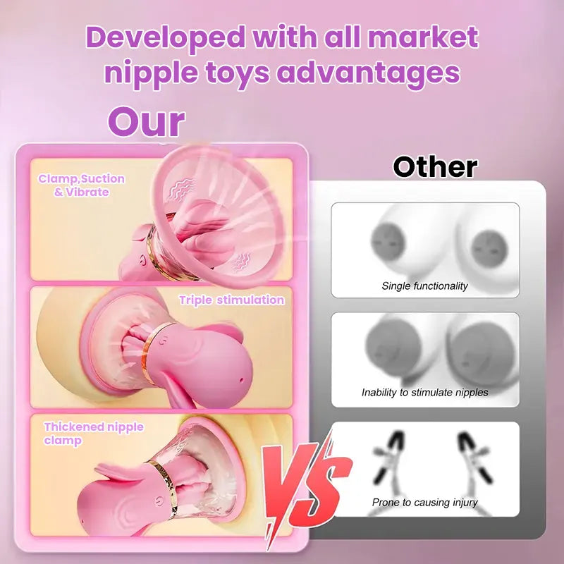 10 Vibrations Nipple Clamps Vibrator with Suction Cup