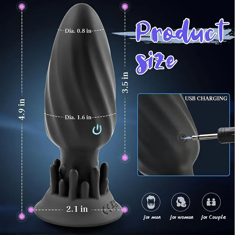 Rotating Vibrating Anal Plug with Remote