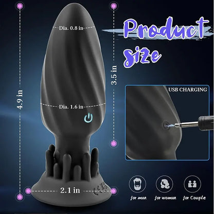 Rotating Vibrating Anal Plug with Remote