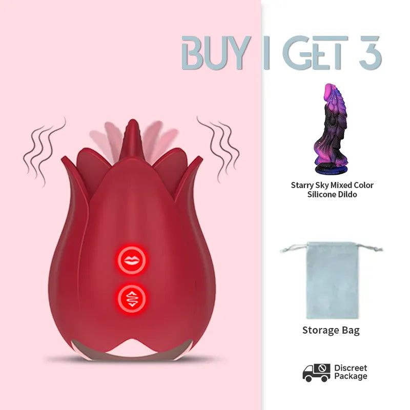 The Rose Toy with Tongue for Women Red