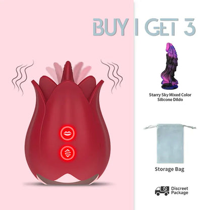The Rose Toy with Tongue for Women Red