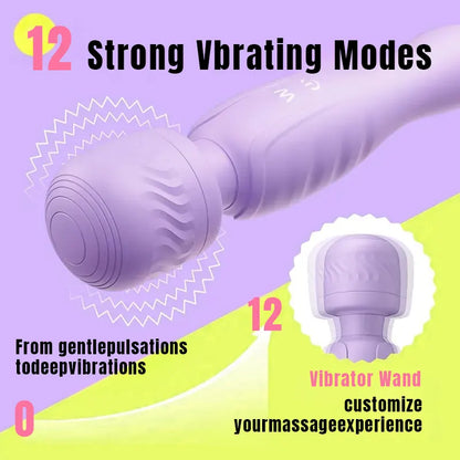 2-in-1 Purple Magic Wand Vibrator