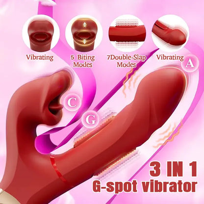 3-in-1 Tongue Rose Clitoral Bite Vibrator