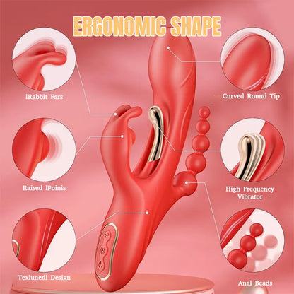 Realistic 4-in-1 Vibrating Anal &amp; Vaginal Dildo with Suction