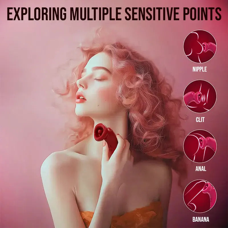 Round mouth rose sucking vibrator with vibrating tongue