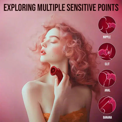 Round mouth rose sucking vibrator with vibrating tongue