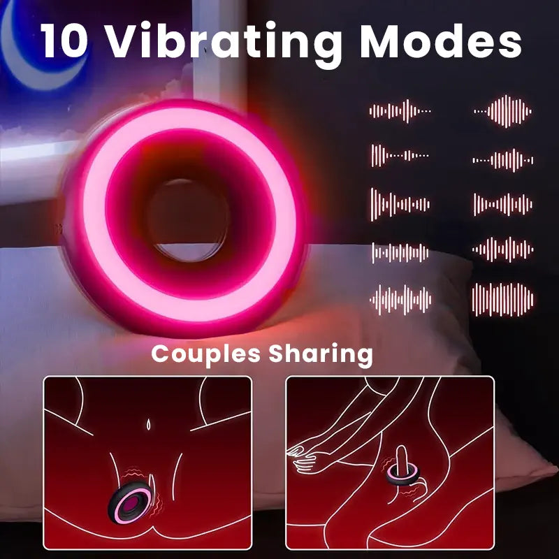 10 Vibration Modes App-controlled Cock Ring for Pleasure